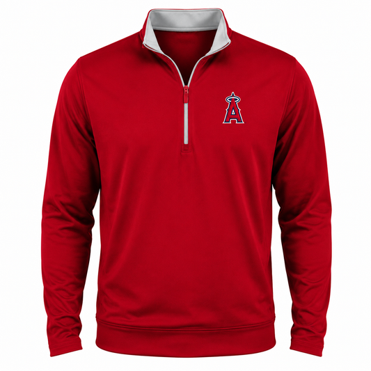 Antigua Men's MLB Los Angeles Angels Leader Red Quarter-Zip Pullover
