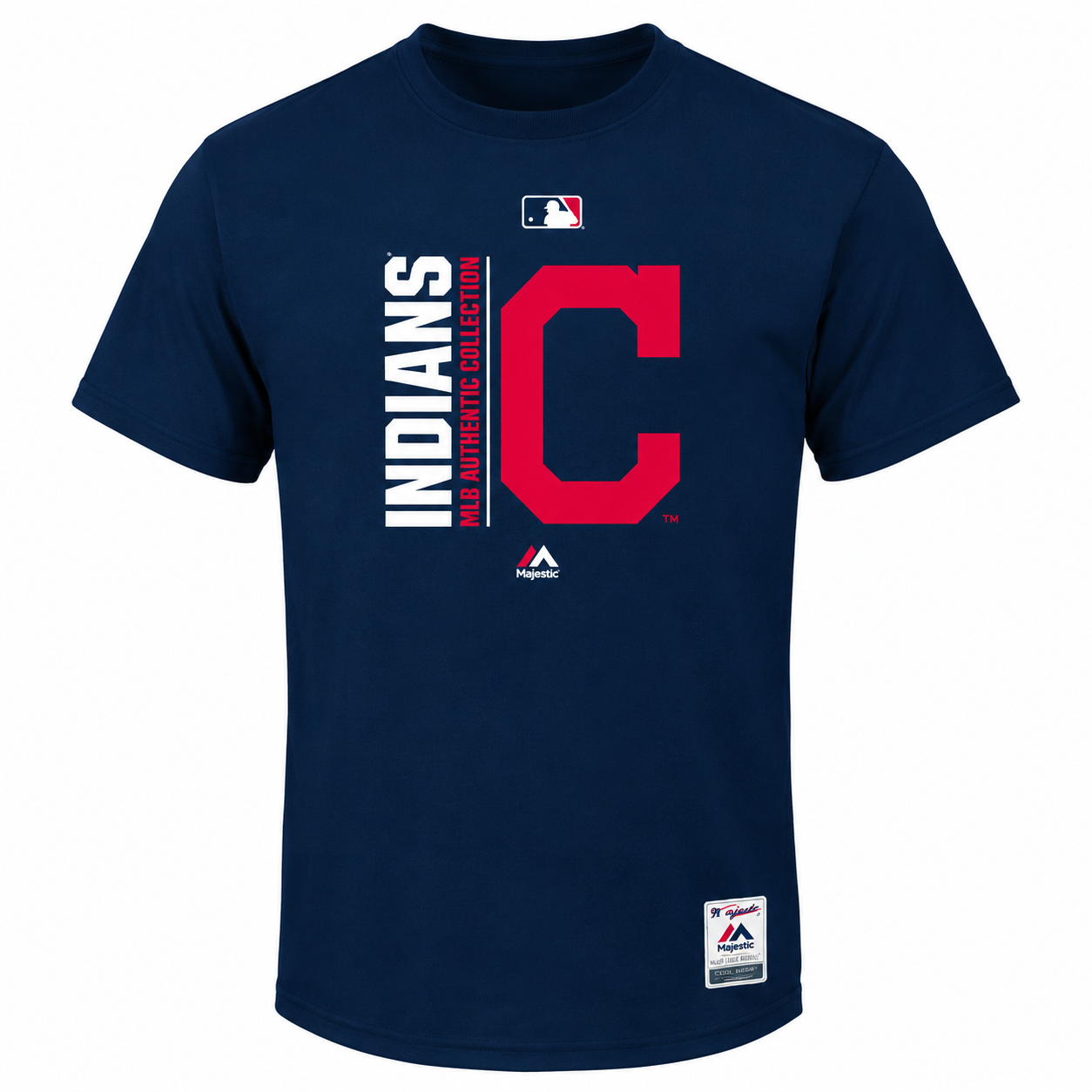 Men's MLB Cleveland Indians Majestic Navy Authentic Collection Team Icon T-Shirt