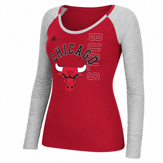 Womens Chicago Bulls Long Sleeve Team Liquid Dots Tee