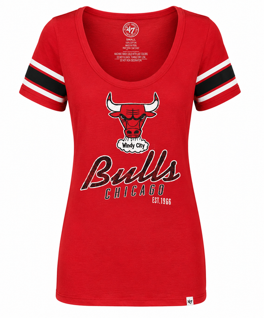 Womens Chicago Bulls Rebound Red Off Campus Scoop Neck Tee