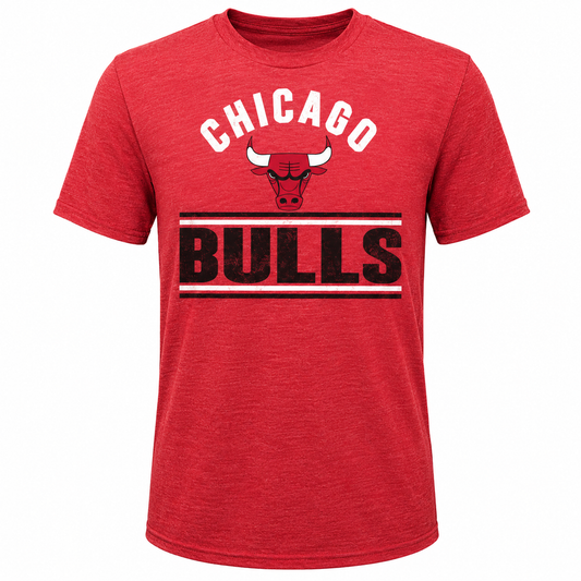 Youth Chicago Bulls Red Double Bar Triblend Tee