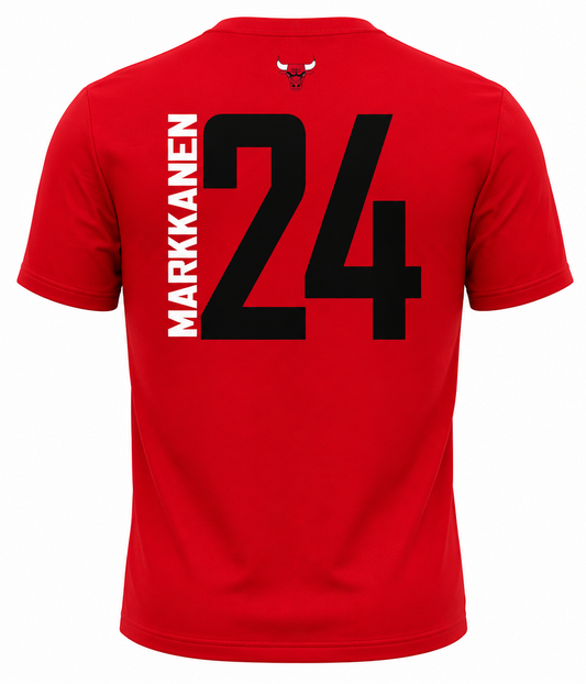 Men’s Chicago Bulls Lauri Markkanen Vertical Name and Number Majestic Tee