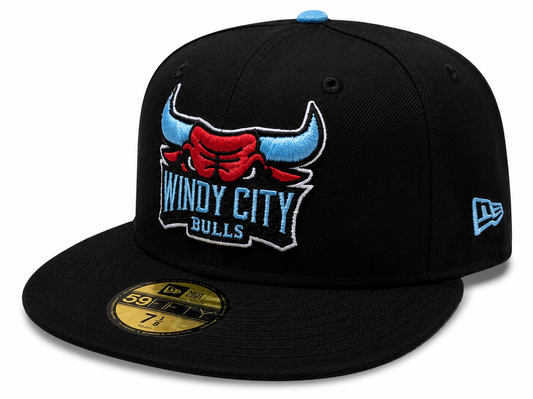 Windy City Bulls New Era Black Sky 59FIFTY Fitted Hat