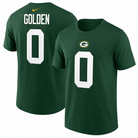 Men's Nike Matthew Golden Green Bay Packers Green Name & Number T-Shirt
