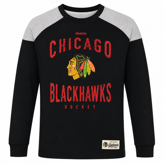 Reebok NHL Youth Chicago Blackhawks Scratched Out Team L/S Tee