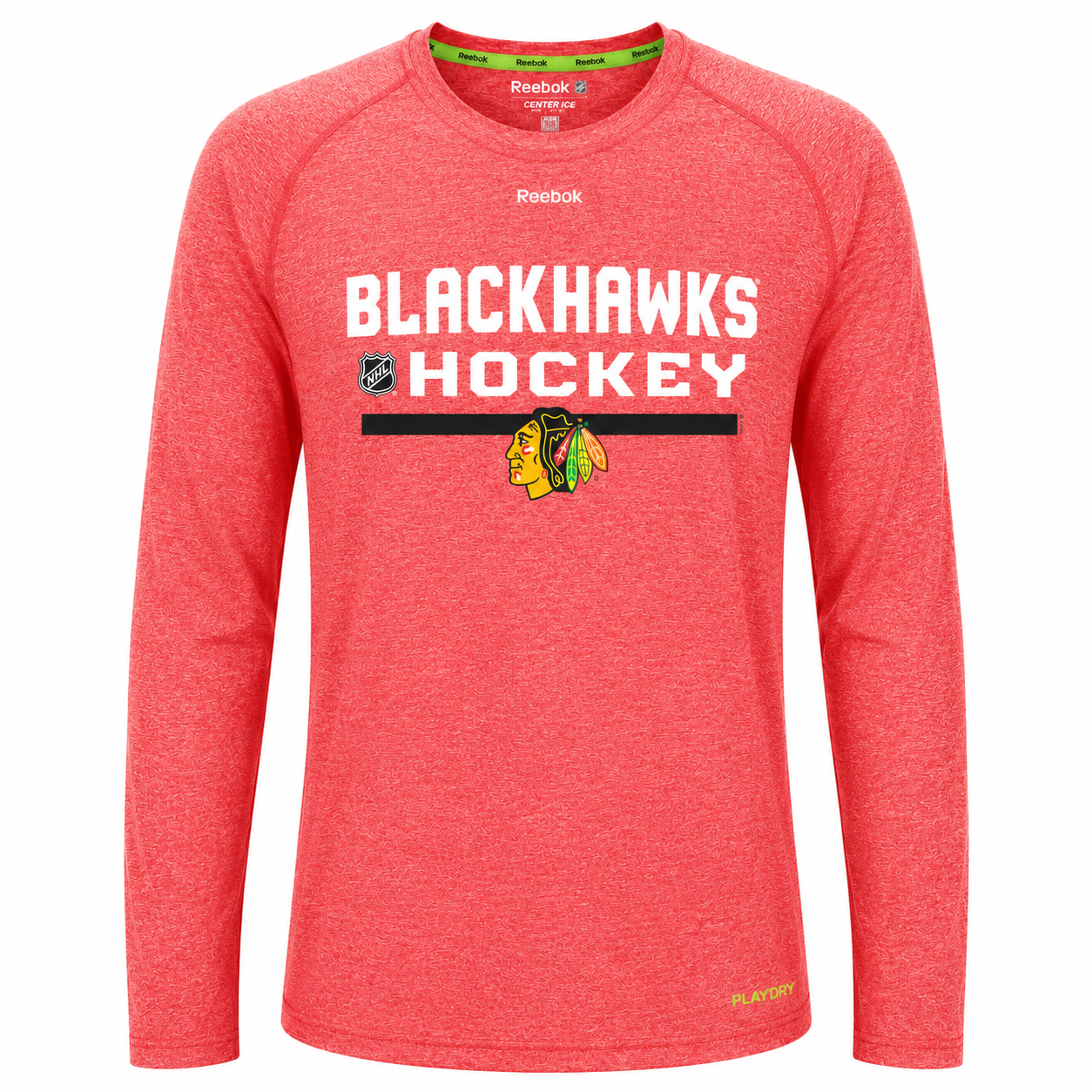 Youth Chicago Blackhawks Center Ice Speedwick PlayDry Long Sleeve T-Shirt-Heathered Red (Copy)
