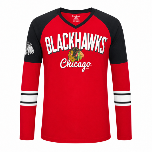 Girls Youth Chicago Blackhawks Goalie Girl Long Sleeve V-Neck Tee