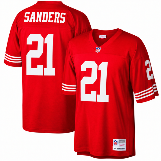Men's San Francisco 49ers Deion Sanders Mitchell & Ness Scarlet Retired Player Vintage Replica Jersey