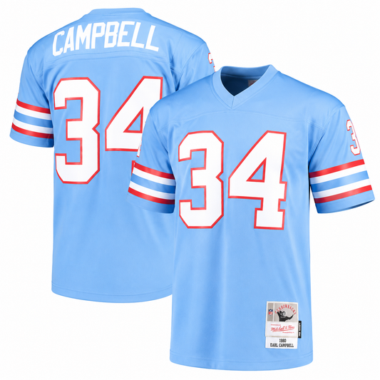 Men's Houston Oilers Earl Campbell Mitchell & Ness Light Blue Legacy Replica Jersey