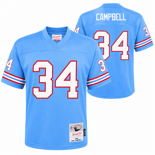 Youth Earl Campbell Houston Oilers 1980 Mitchell & Ness Powder Blue Retired Player Vintage Replica Jersey