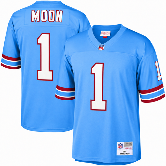 Men's Houston Oilers Warren Moon Mitchell & Ness Light Blue Legacy Replica Jersey