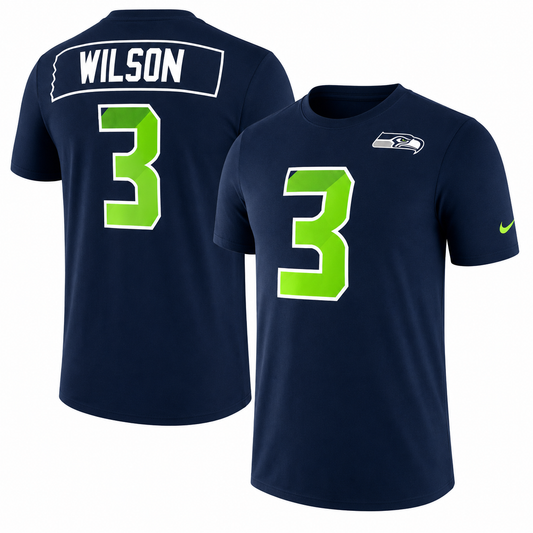 Womens Seattle Seahawks Navy Nike Russell Wilson Prism Player Tee