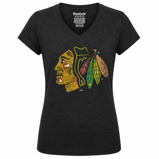 Youth Girls Chicago Blackhawks Distressed Logo S/S Tee By Reebok
