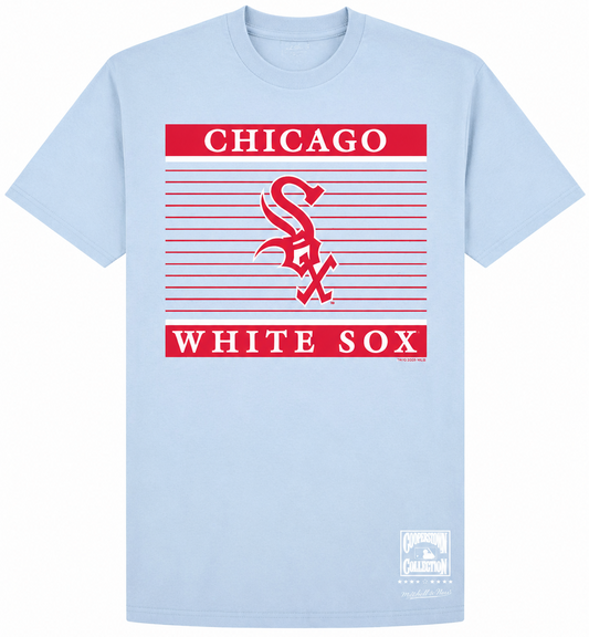 Men's Chicago White Sox Mitchell And Ness Cooperstown Collection Light Blue 1972 One Strike Away Tee