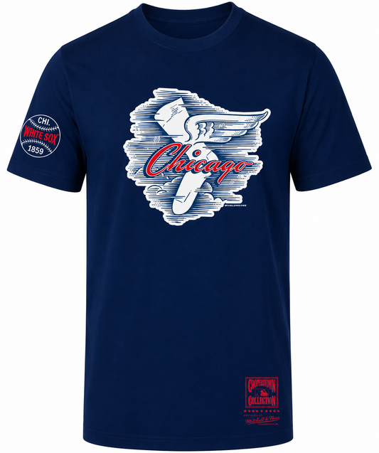 Men's Chicago White Sox Mitchell And Ness Cooperstown Collection Navy 1959 Go Go Hometown Champs Tee