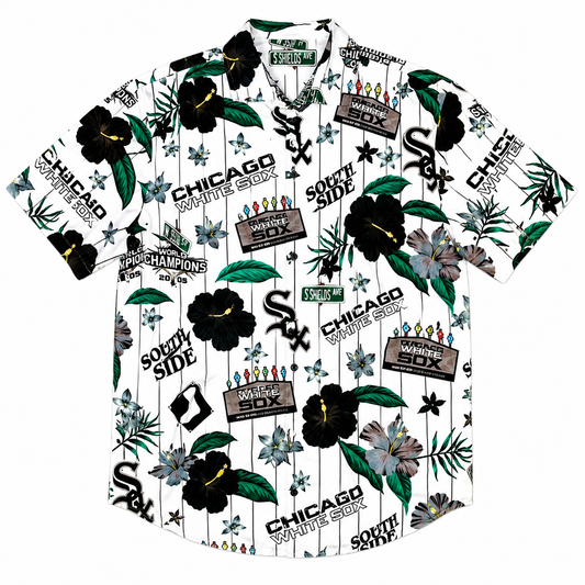 Men's Chicago White Sox White Floral Button Down Hawaiian Shirt
