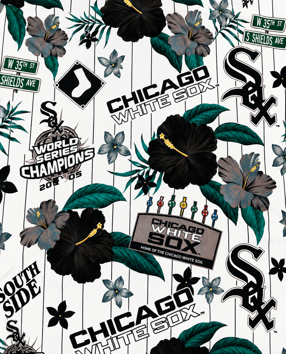 Men's Chicago White Sox White Floral Button Down Hawaiian Shirt
