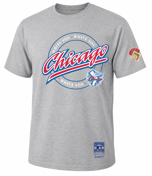Men's Chicago White Sox Mitchell And Ness Cooperstown Collection Heather Gray 1950 On Deck Circle Tee