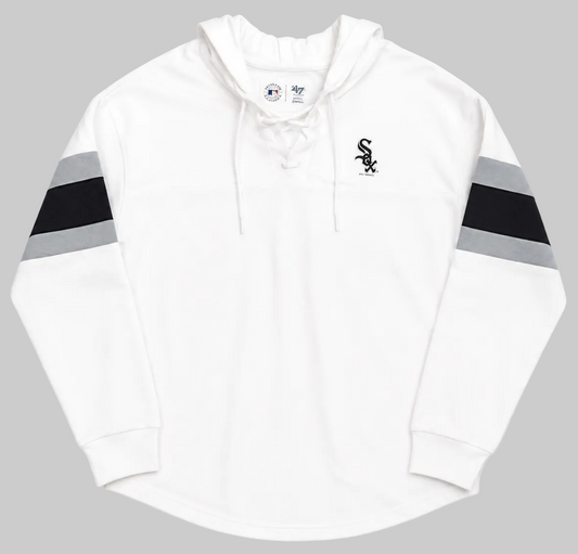 Women's Chicago White Sox Game Plan White Long Sleeve Lace Hooded Tee