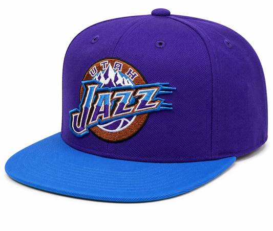 Men's Mitchell & Ness Utah Jazz NBA Core Basic HWC Snapback Hat-Purple/Teal