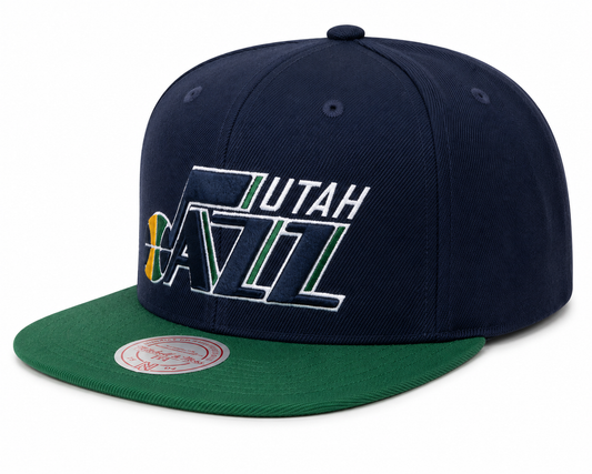 Men's Mitchell & Ness Utah Jazz NBA Core Basic Snapback Hat-Navy/Green