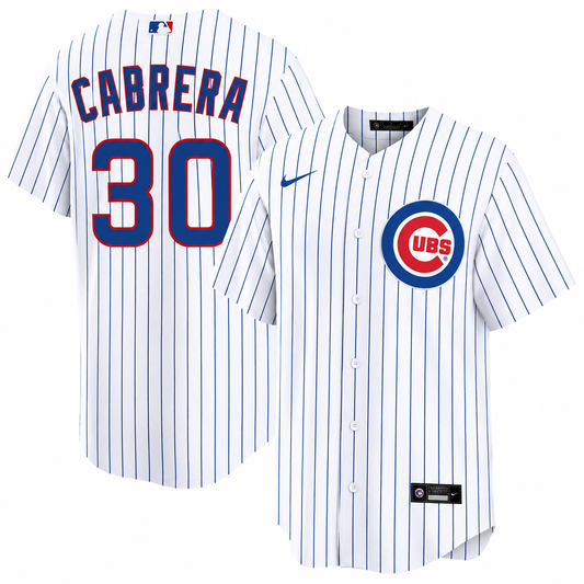 NIKE Men's Edward Cabrera Chicago Cubs Premium Twill White Home Replica Jersey With Authentic Premium Lettering