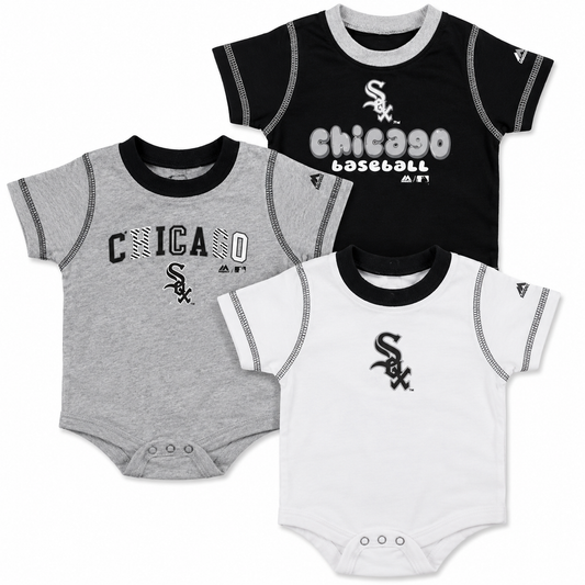 adidas Chicago White Sox Newborn/Infant 3-Pack Creeper Set
