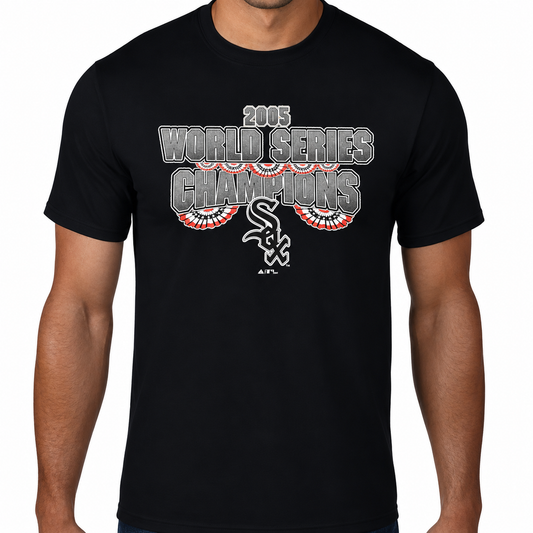adidas Men's Chicago White Sox 2005 World Series Champions Bunting Black Tee