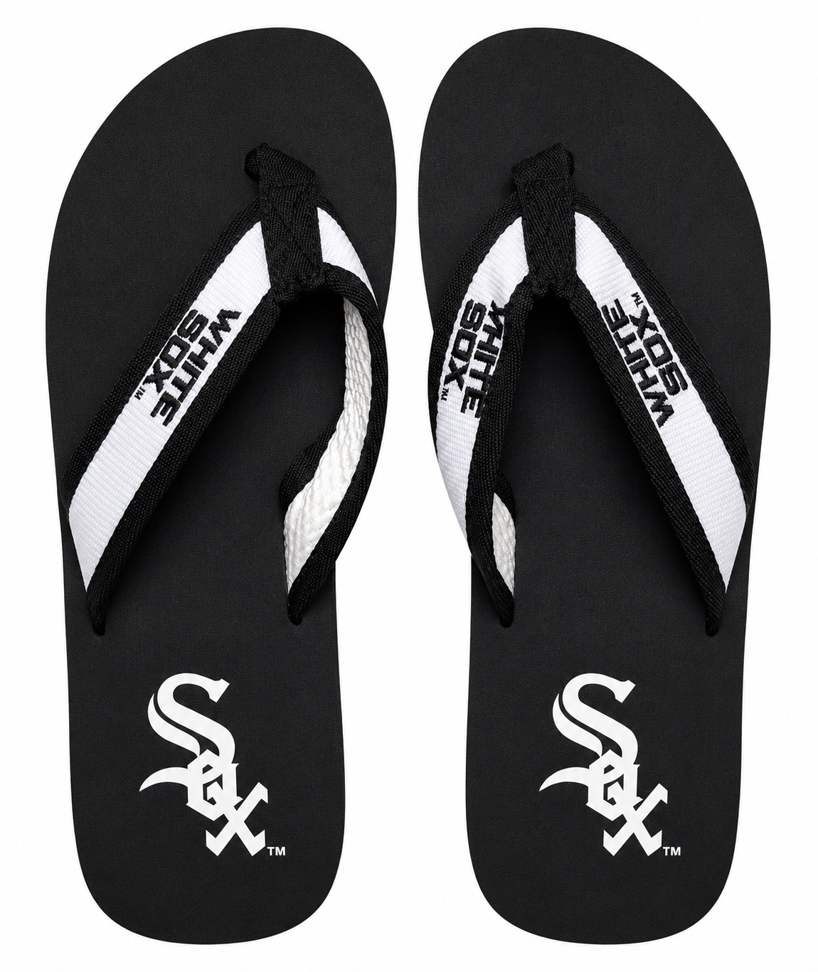 Chicago White Sox Black Contour Flip Flops