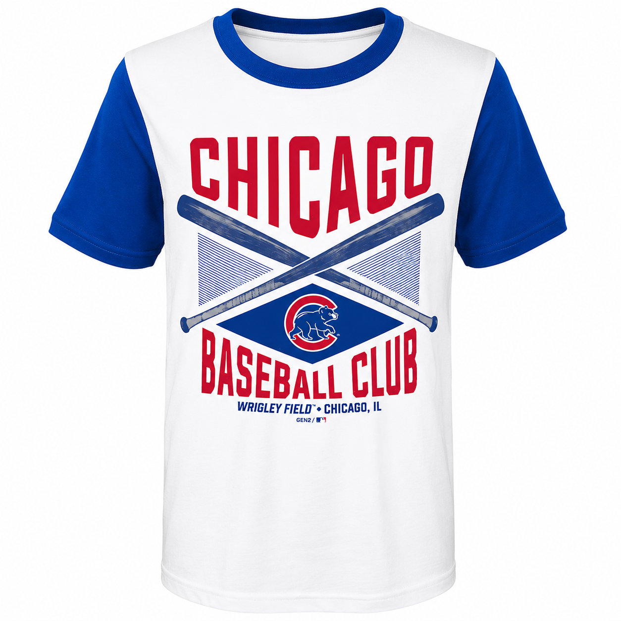 Youth MLB Chicago Cubs Cream/Royal America's Pastime Ringer T-Shirt