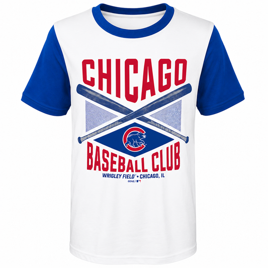 Youth MLB Chicago Cubs Cream/Royal America's Pastime Ringer T-Shirt