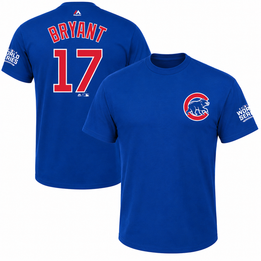 Youth Chicago Cubs Kris Bryant Majestic Royal 2016 World Series Bound Name & Number T-Shirt