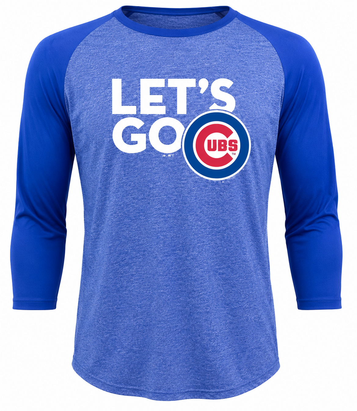 Men's Chicago Cubs Lets Go 3/4 Sleeve Triblend Raglan Tee By Majestic Threads