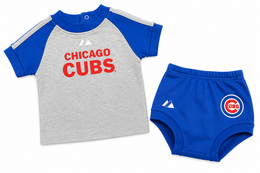 Newborn & Infant Chicago Cubs Majestic Gray/ Royal 2 Piece Top and Bottom Set