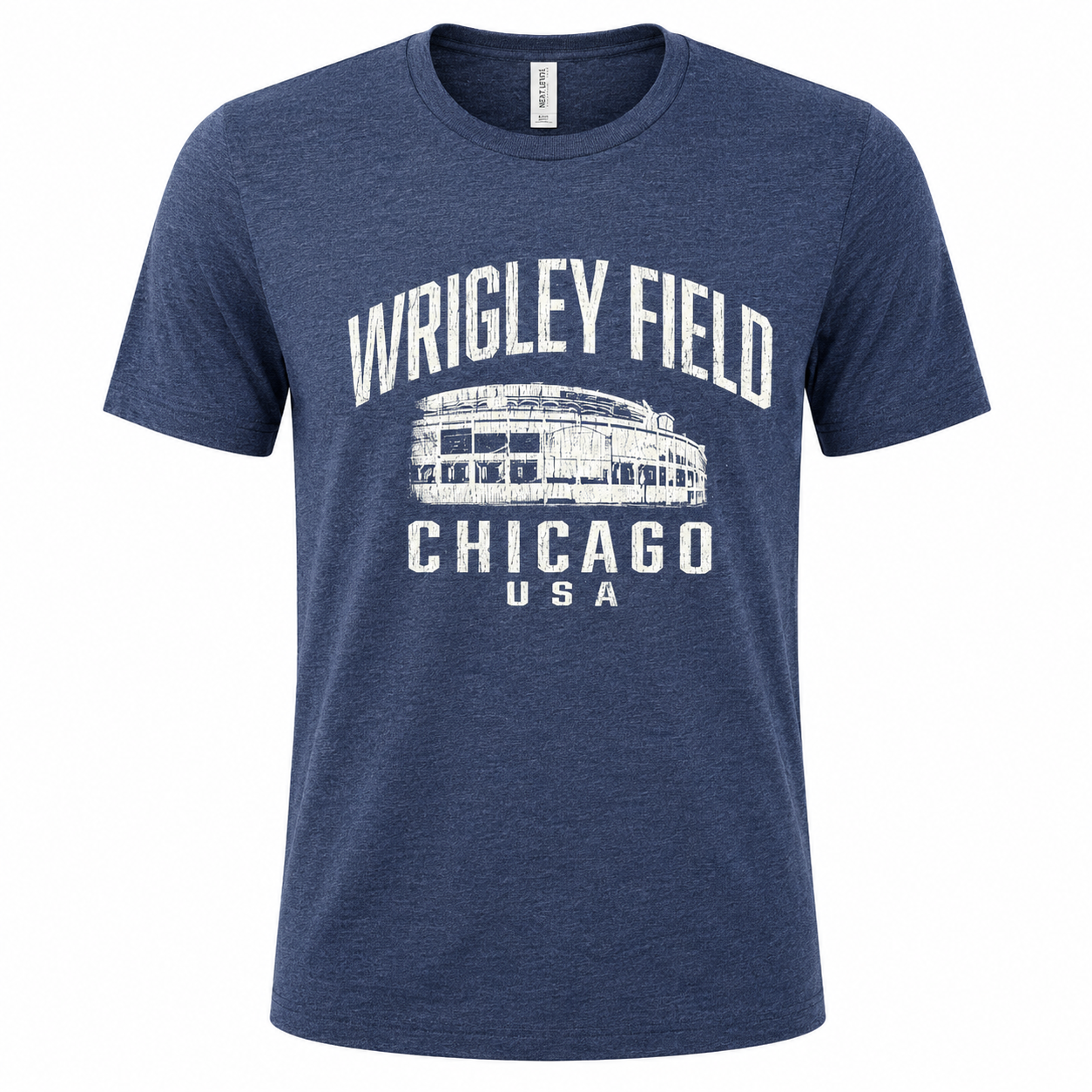 Men's Wrigley Field Chicago Vintage Clark & Addison Heather Navy Tee