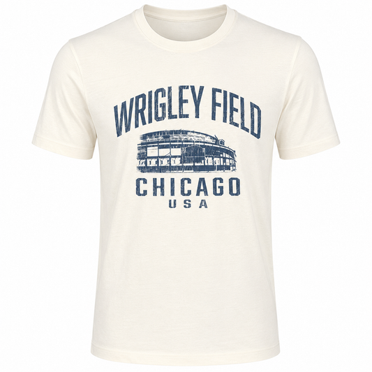 Men's Wrigley Field Chicago Vintage Clark & Addison Cream Tee