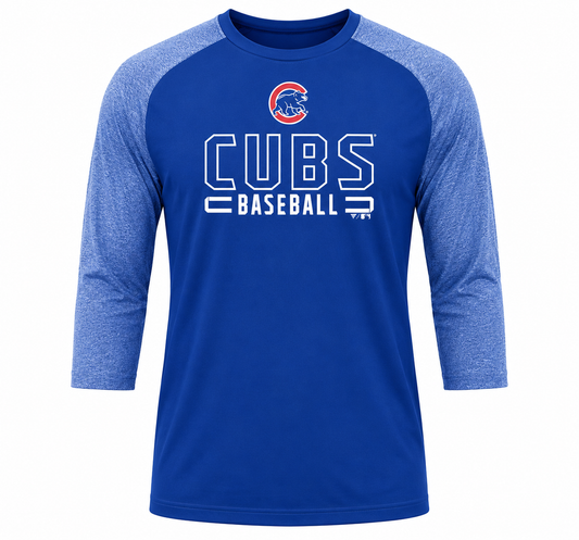 Men's Chicago Cubs Fanatics Outline Engage Performance Royal 3/4 Sleeve T-Shirt