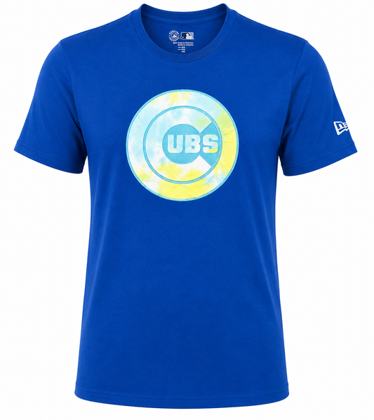 Men's Chicago Cubs New Era Tie-Dye Logo Blue T-Shirt