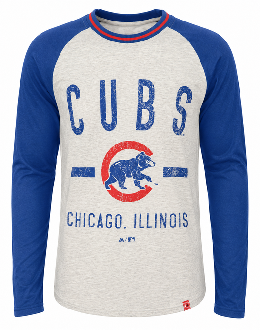 Youth Chicago Cubs Royal Majestic Long Sleeve Our Home Raglan T Shirt