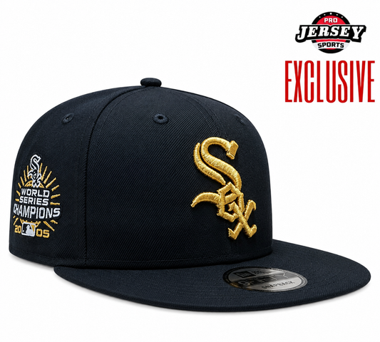 Mens Chicago White Sox New Era Black Gold Rush Cooperstown Collection Black and Gold 9FIFTY Snapback Hat