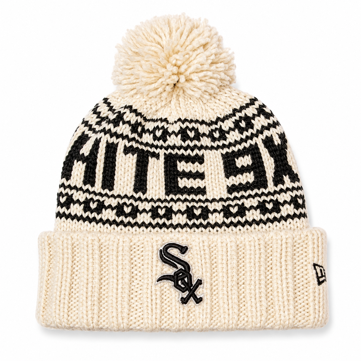 Women's Chicago White Sox New Era Cream Knitsport Cuffed Knit Hat with Pom