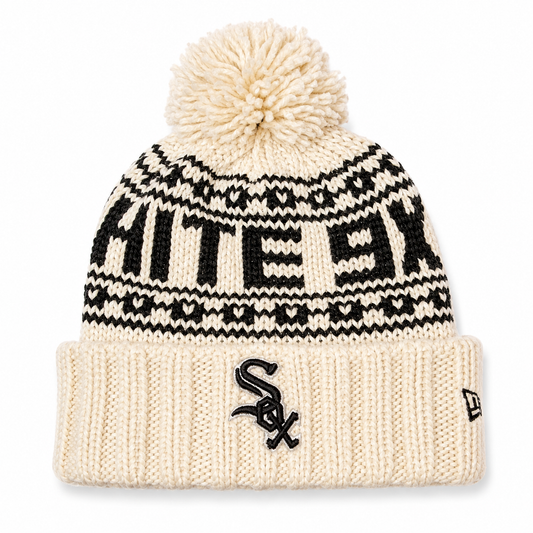 Women's Chicago White Sox New Era Cream Knitsport Cuffed Knit Hat with Pom