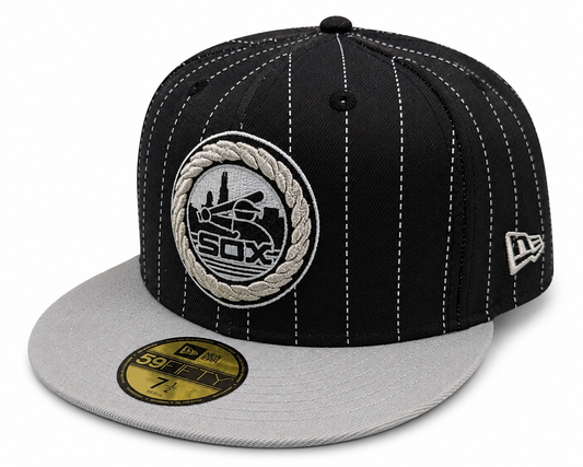 Chicago White Sox 2 Tone Pinstripe Black/Gray Silver Rope 59FIFTY Fitted Hat