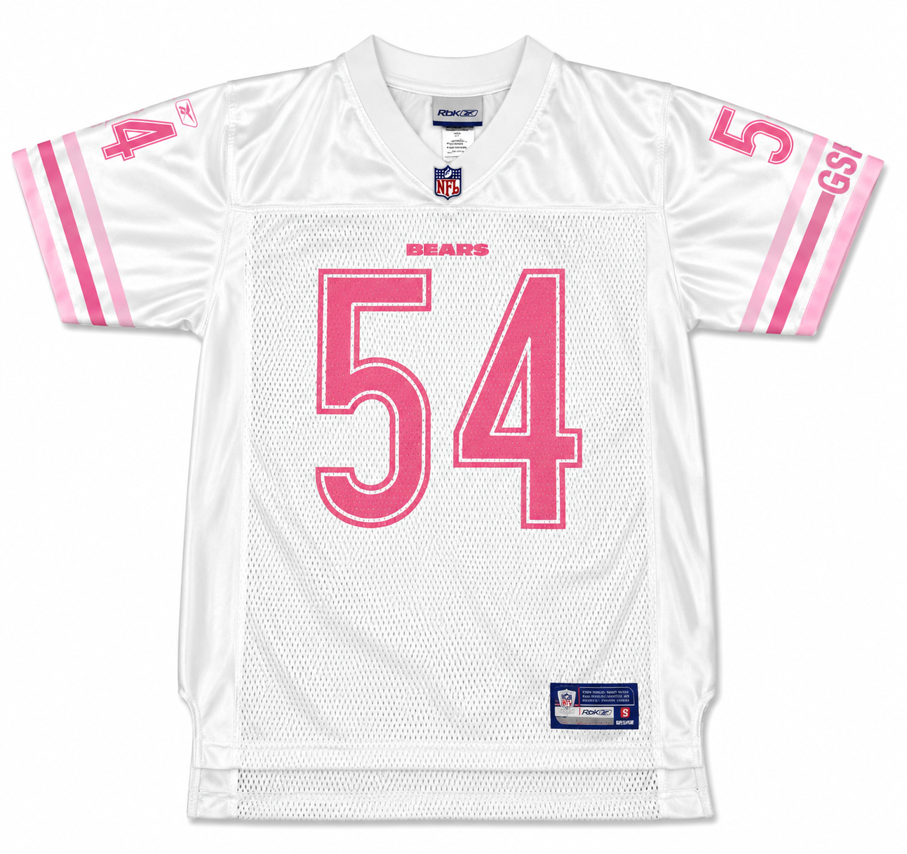 Youth Girls Chicago Bears Brian Urlacher White & Pink Jersey