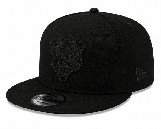 Men's Chicago Bears New Era Black On Black Tonal 9FIFTY Snapback Hat