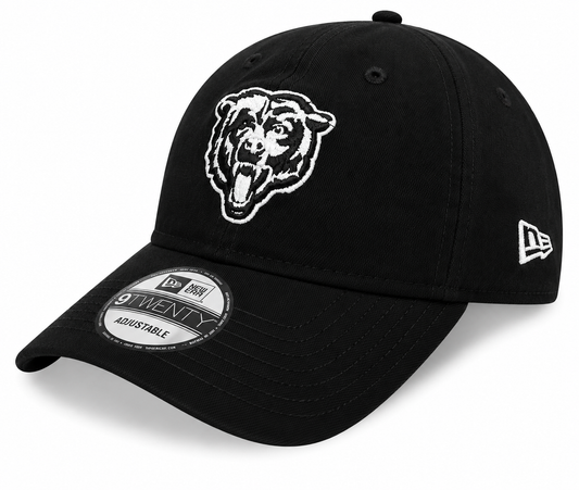 Chicago Bears New Era Primary Black/Whte 9TWENTY Adjustable Hat