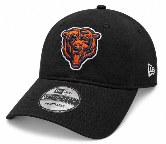 Chicago Bears New Era Black Primary Logo 9TWENTY Adjustable Hat