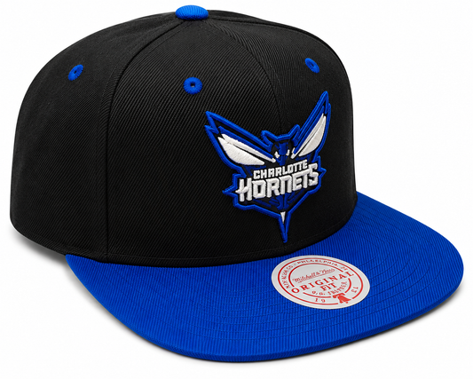 Men's Charlotte Hornets Mitchell & Ness NBA Black Royality Snapback Hat
