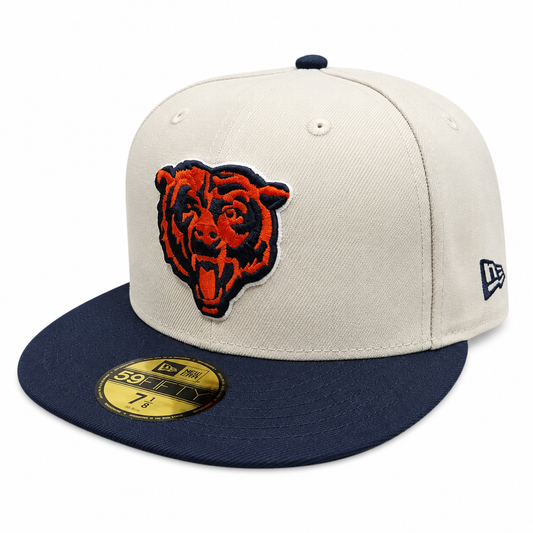Men's Chicago Bears New Era Stone/Navy 59FIFTY Fitted Hat