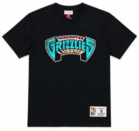 Men's Vancouver Grizzlies NBA Legendary Slub Black Tee By Mitchell And Ness